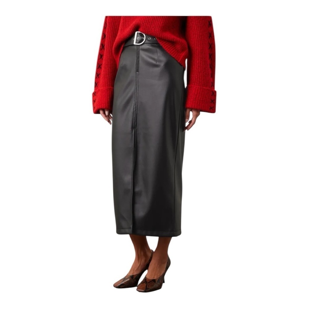 Ashley Park Faux Leather Midi Skirt Size 2 Small
